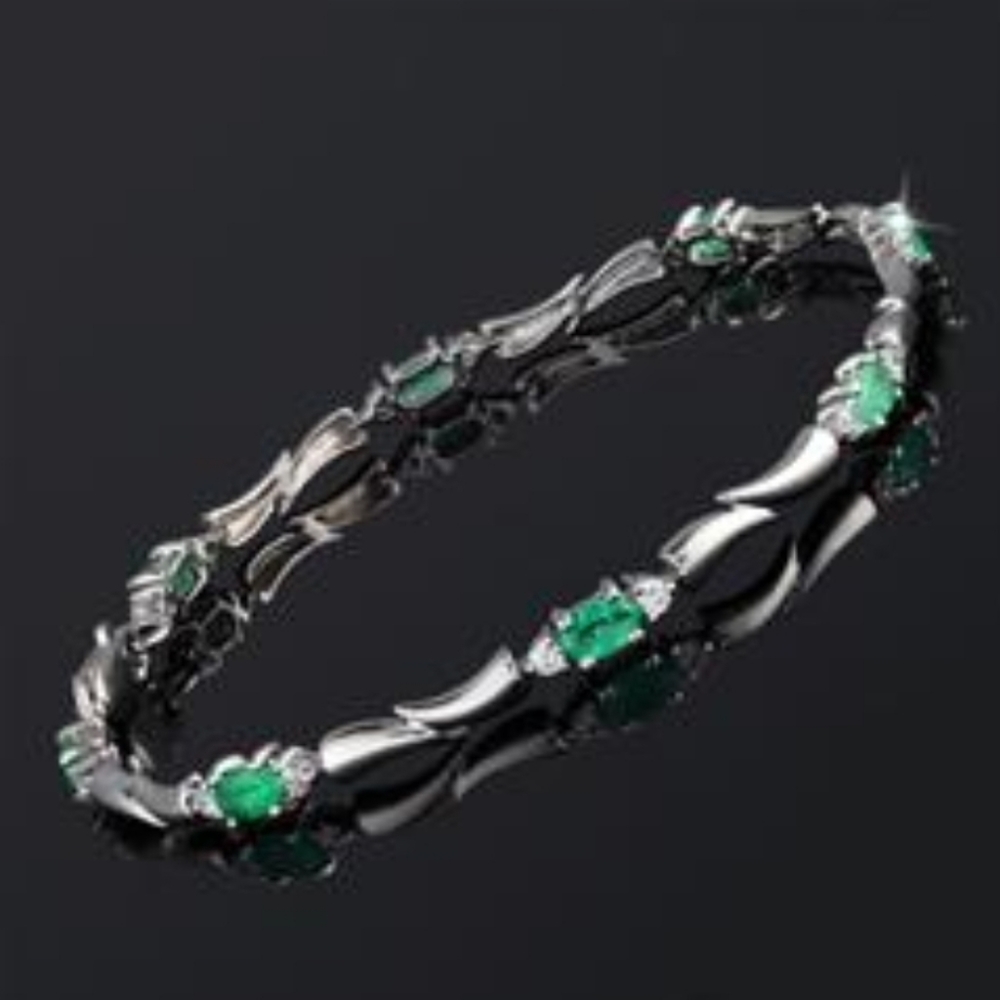 Stauer Elegant Emerald Bracelet 8"